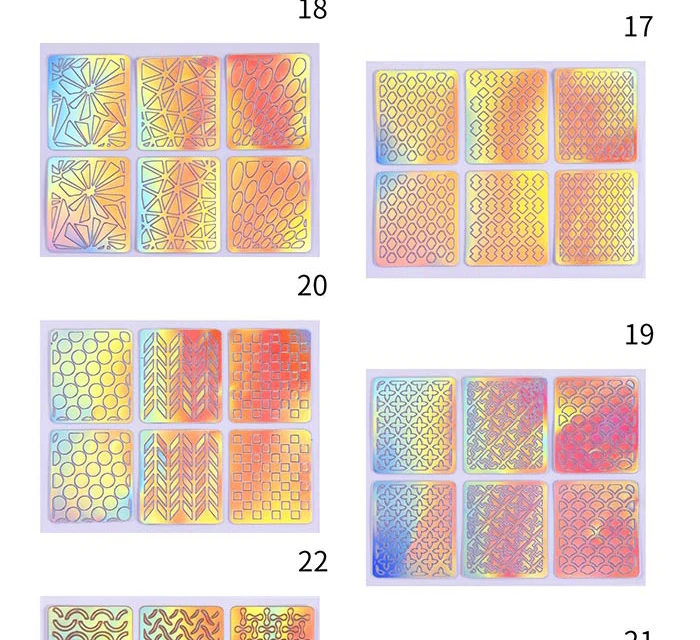 6 узоров/лист голографический винил для ногтей полый цветок геометрическая форма переводные наклейки для ногтей художественный дизайн украшения наборы инструментов
