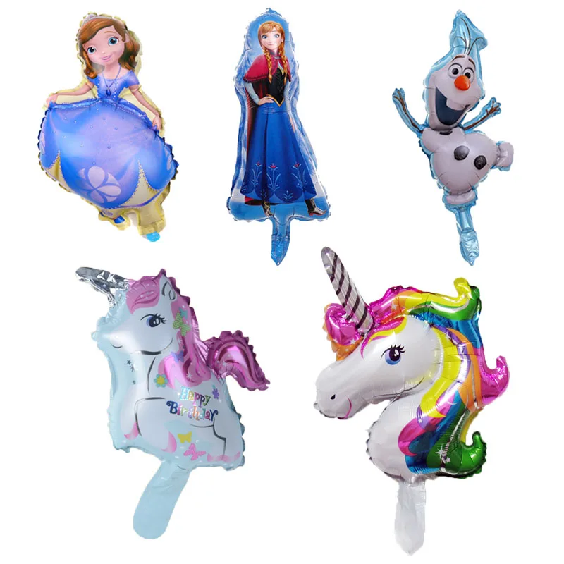 

50pcs Mini princess Foil Balloons Kids Birthday Theme Party Balls Inflatable Toys Baby Shower Unicorn Party