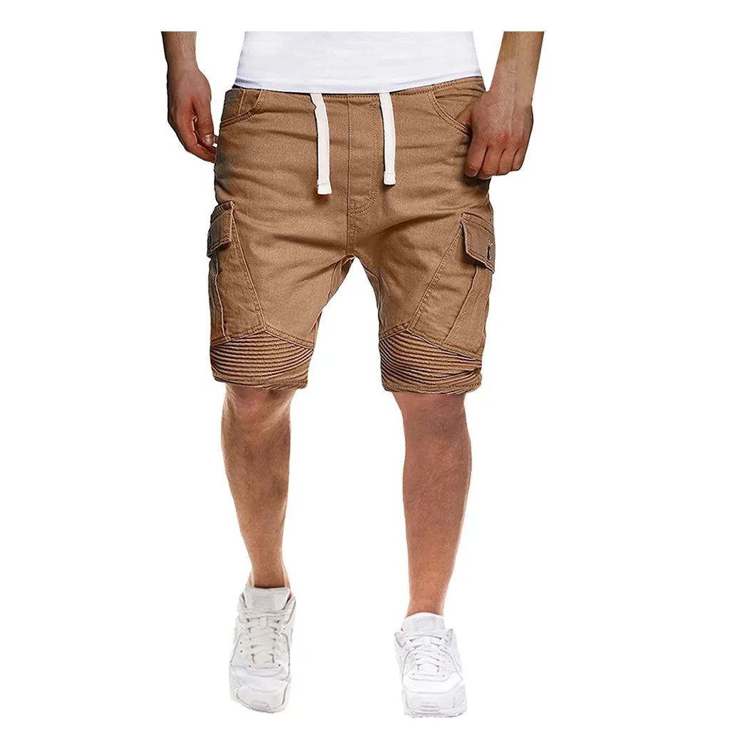 Мужские шорты Карго Брендовые мужские спортивные чистая цветная повязка повседневные свободные спортивные штаны шорты на шнурке короткие штаны