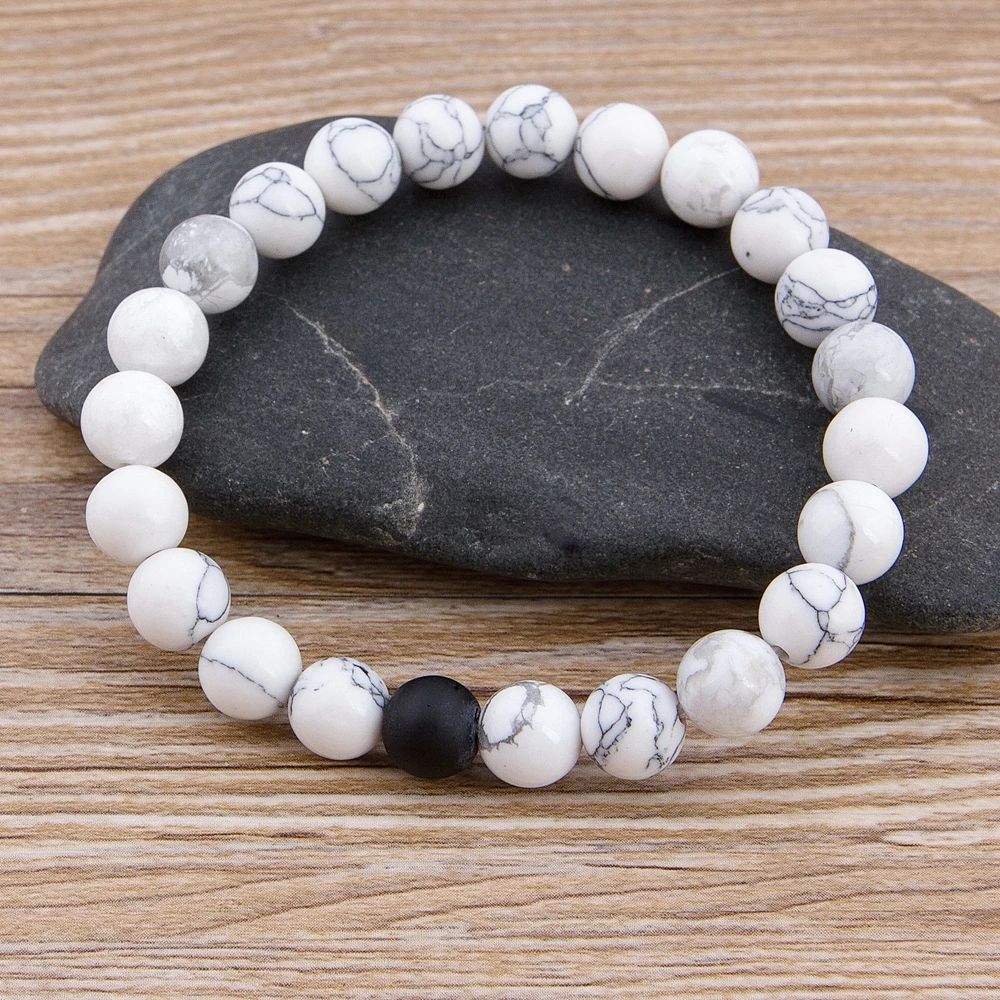 Stone bead bracelet custom female male marble tiger eye blue lava natural handmade 8MM