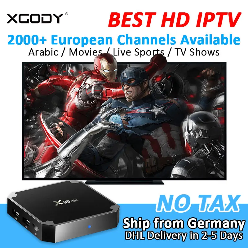 

XGODY X96 Mini Smart TV Box Android 7.1 Nougat 2000+ Channel Arabic S905W Quad Core 2+16G Media Player TV Receiver Streamer