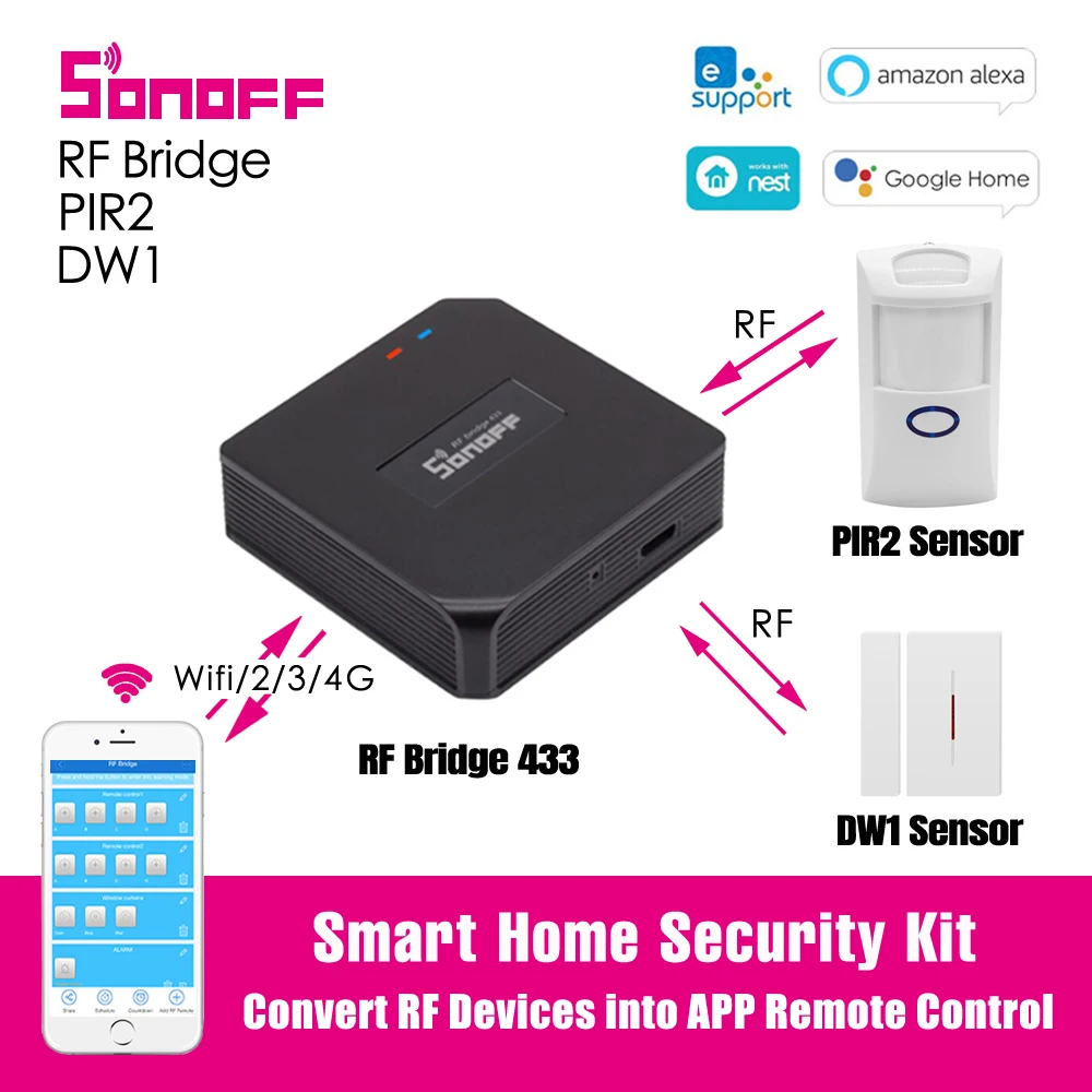 Sonoff RF мост для умного дома комплект безопасности 433 МГц Wifi беспроводной