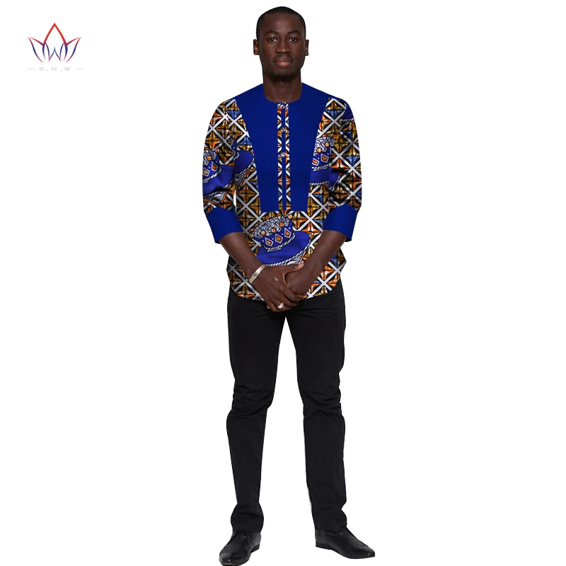 Для мужчин рубашка летние африканские традиционные три четверти рукав африканская одежда Дашики Pachwork ткань Свадебные WYN418