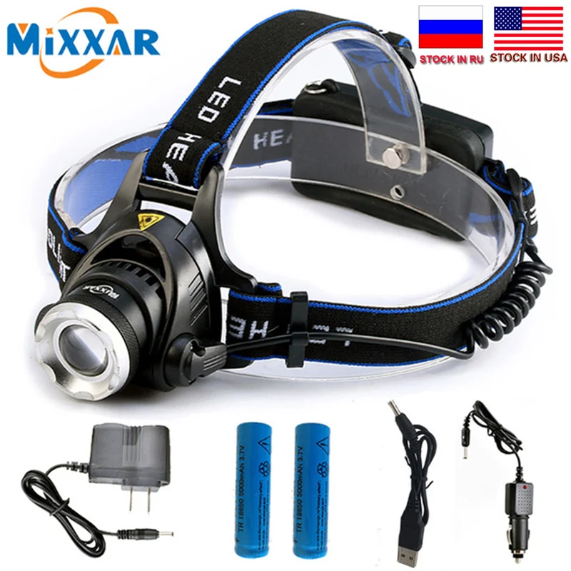 

mixxar 6000LM L2 T6 Led Headlamp Zoom Headlight Waterproof Head Torch flashlight Head lamp Fishing Hunting Light dropshipping
