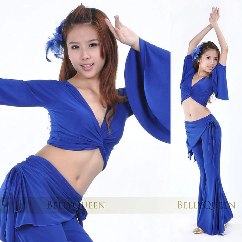 Conjunto de trajes danza del vientre, blusa de manga pagoda con pantalones tribal, ropa de práctica de baile, ropa de yoga, oferta, SF33, 2 uds.|belly dance costumes|belly dance setbelly dance
