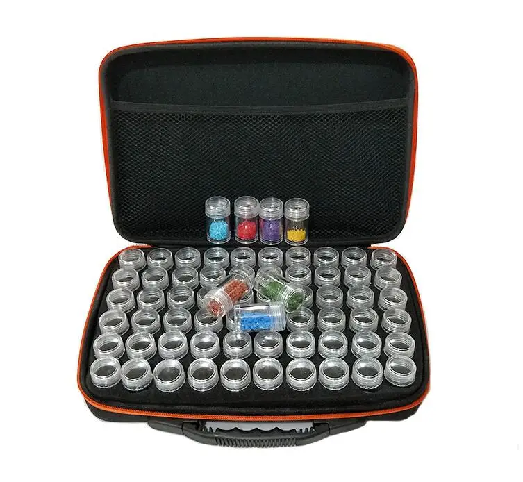 

60 Bottles Diamond Painting Box Tool Container Storage Carry Case Holder Hand Bag Zipper Design Shockproof Durable
