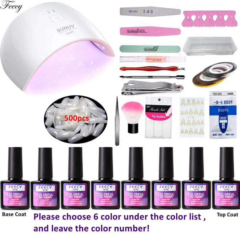 

Manicure Set with UV LED Nail Lamp 6 Colors 10ML Gel Nail Polish Base Top Coat Nail Kits DIY Soak Off Gel Varnish Manicure Tools