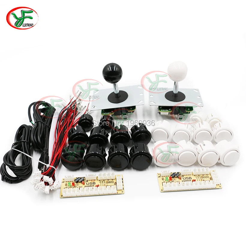 

DIY Handle 8 Way Arcade Joystick Kits 5 Pin 24mm/30mm Push Button Replacement Arcade Set Cable USB Encoder To PC Joystick Games
