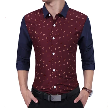 

Brand 2018 Fashion Male Shirt Long-Sleeves Printed Shirt Youth High Quality Casual Shirt Mens Dress Shirts Slim Men Shirt XXL