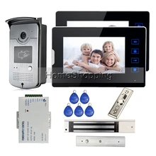 7 “Pantalla Táctil TFT de Video de La Puerta de Intercomunicación Teléfono + 2 Monitores Cámara de Acceso RFID a prueba de agua + Impermeable 280 kg EM Lock ENVÍO GRATIS