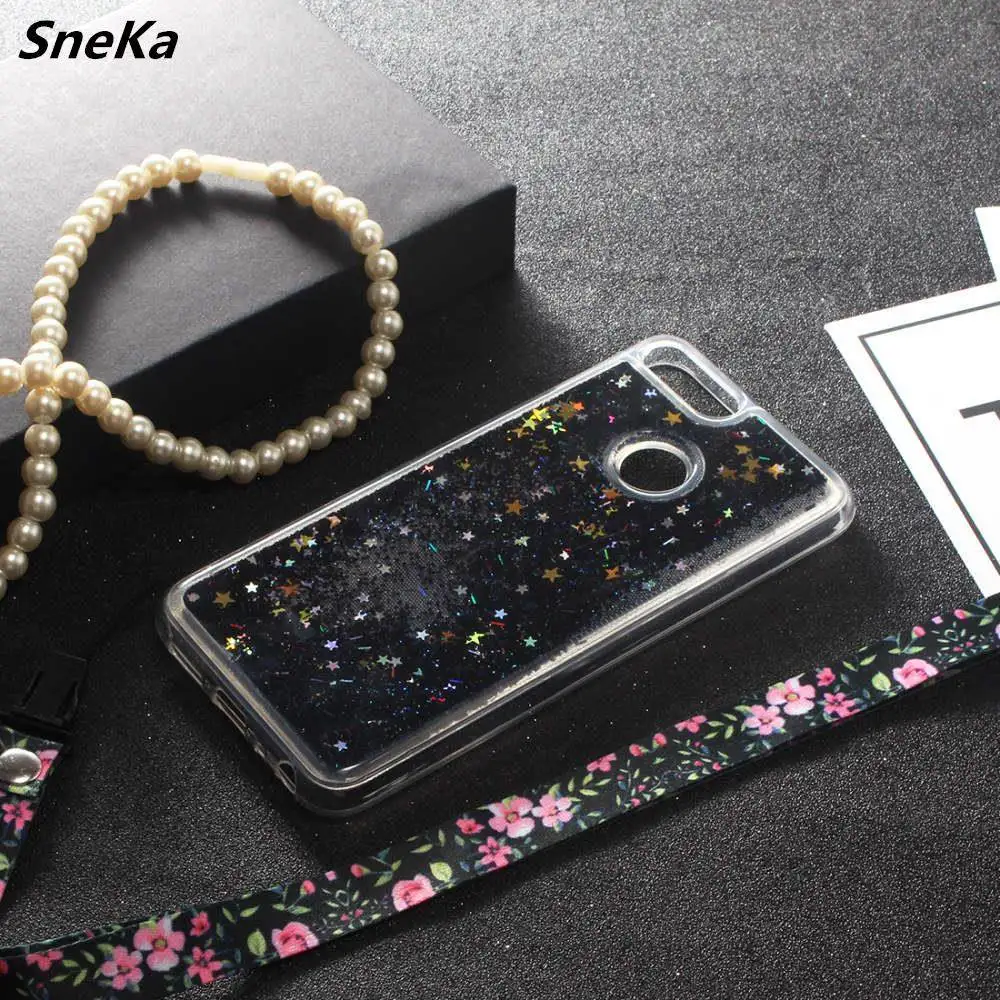 

Cases For Huawei P smart Case Glitter Silicone Soft TPU Clear Liquid Phone Case For Coque Huawei P smart Back Cover Shell Capa