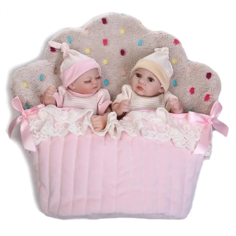 26cm Cute Mini Twins Reborn Baby Dolls 10 Inches Full