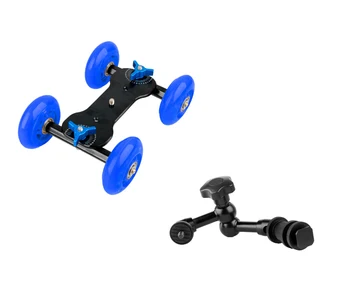 

2in1 Camera slider table dolly car +7 inch Articulating Magic Arm Exempt postage For Can&n nik&n DSLR Photo Studio Camera