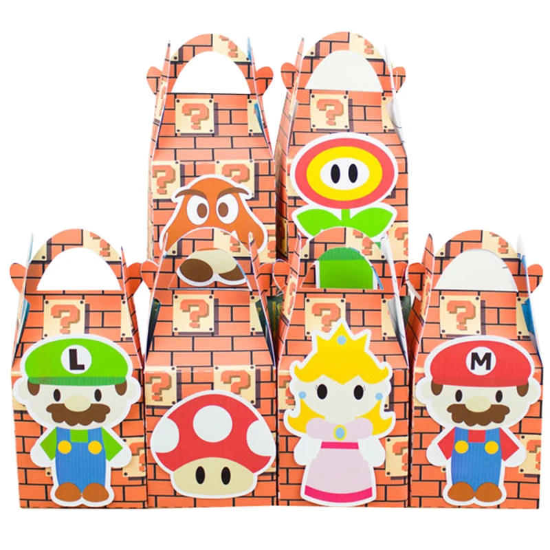 Mario Bros Favor Box Candy Box Gift Box Cupcake Box Boy Kids Birthday Party Supplies Decoration Event Party Supplies
