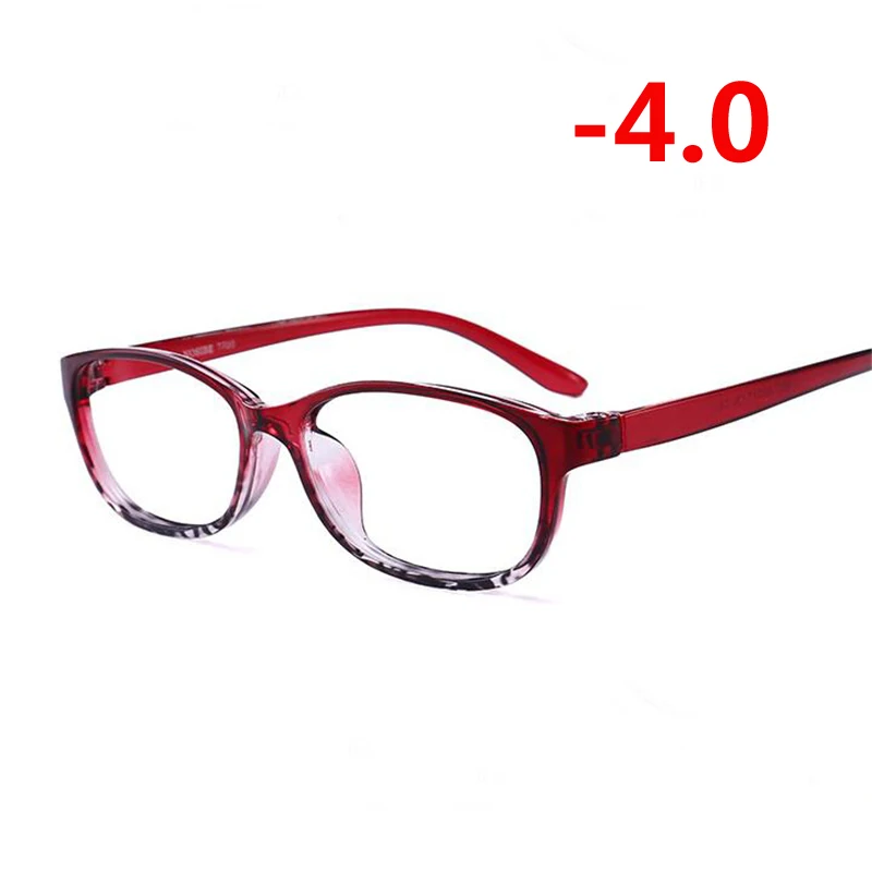 TR90 квадратный готовой близорукость очки Для женщин Для мужчин с коротким прицел глаз очки красная рамка Близорукость очки-1,0-1,5-2,0-2,5-3-3,5-4,0 - Цвет оправы: Myopia 400