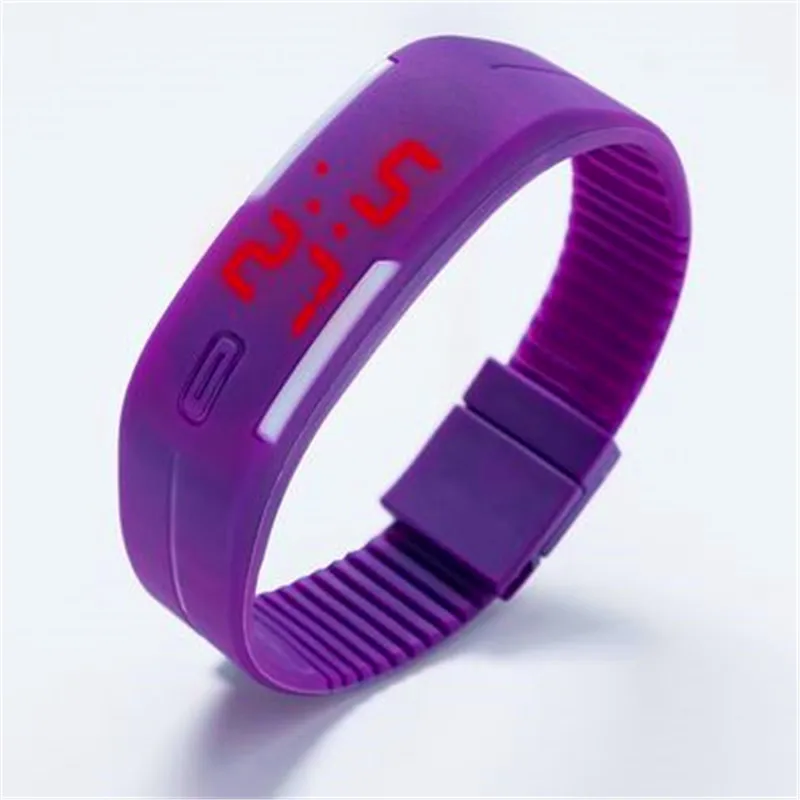 RUNER SESEDEN модный светодиодный браслет винтажные часы для мужчин и дамы ребенок Wo мужчин s резиновые спортивные наручные Saat - Цвет: purple