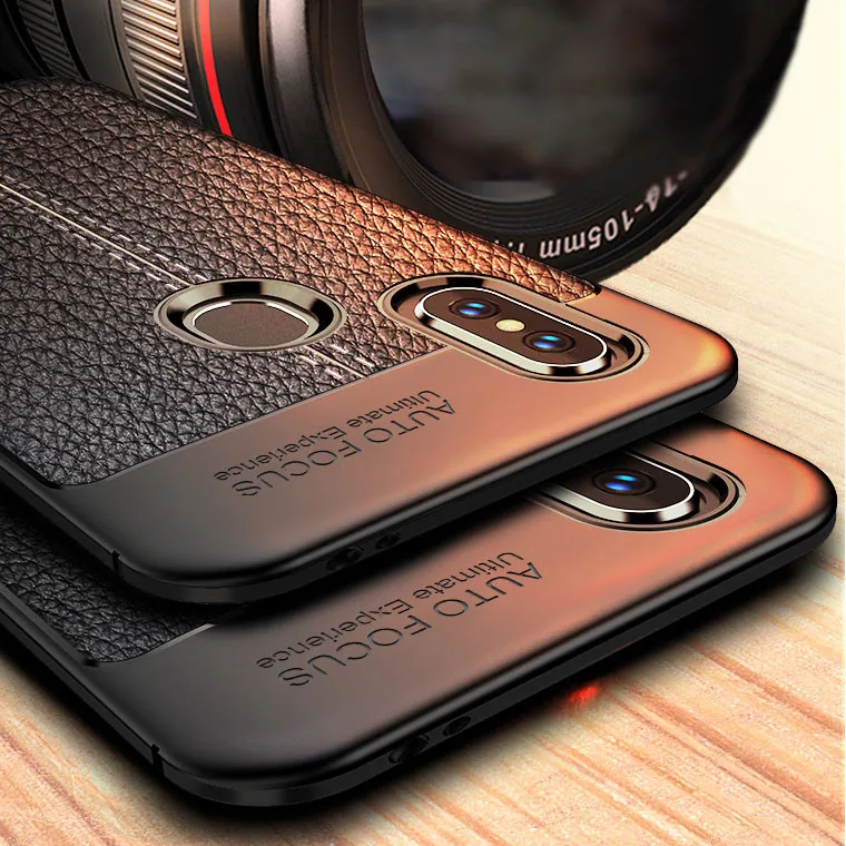 

Luxury Rugged Soft TPU Silicone Phone Case For Xiaomi Redmi Note 5 Pro Note5 Global Leather Litchi Pattern Shockproof Back Cover