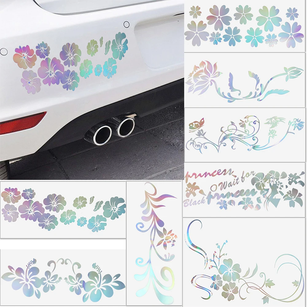 YOSOLO Laser Flower Stickers Reflective Motorcycle Car Door Window StickerUniversal Random Sent Styling Auto Accessories | Автомобили и