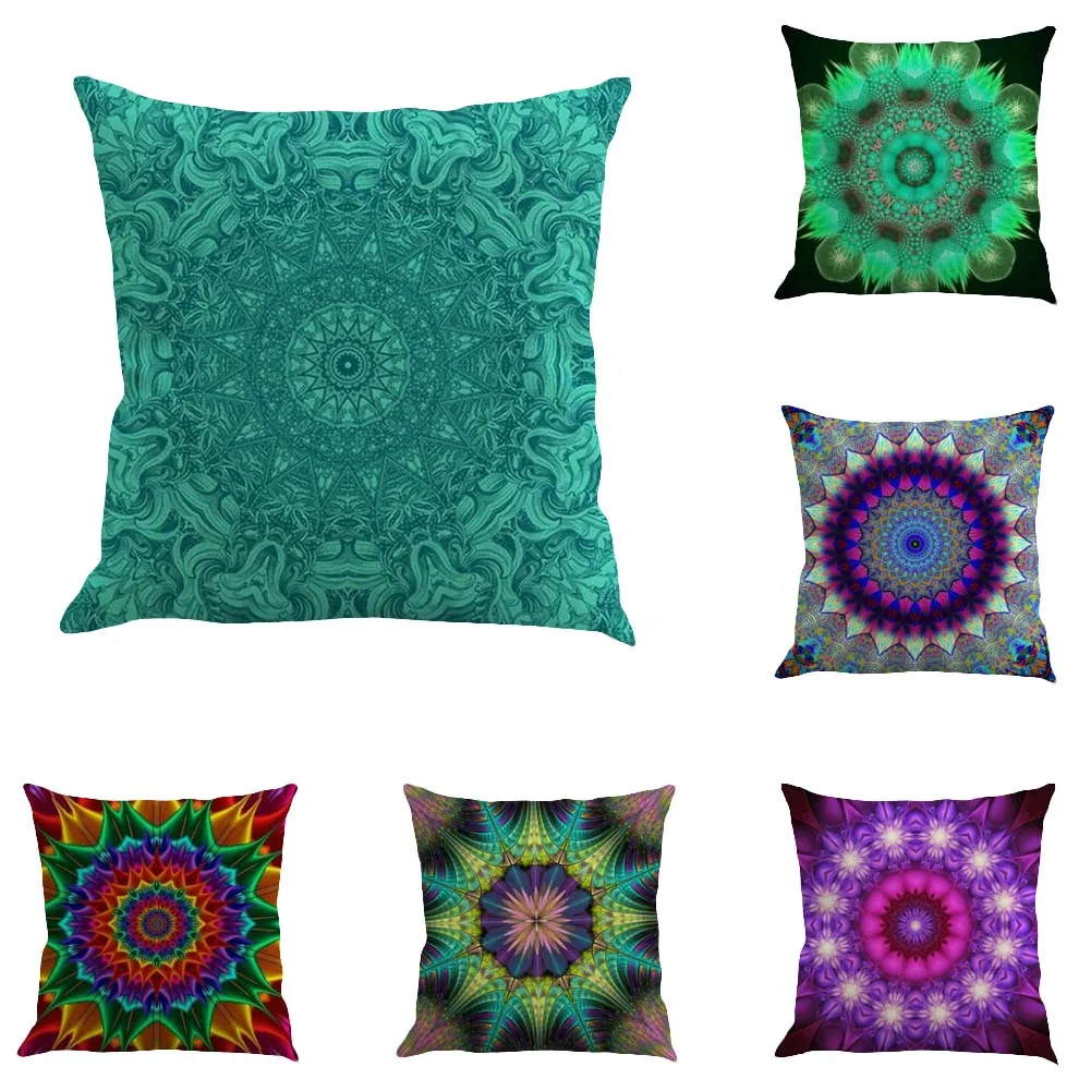 

1pc Bohemian Style Flower Mandala Cushion Cover Pillow Case Linen Cotton Pillow Covers Plant sofa Car Seat Decorative Pillowcase