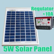 5W Solar Panels + 10A 12V 24V Solar Controller, 18V Solar cell panels charger 12V battery WY