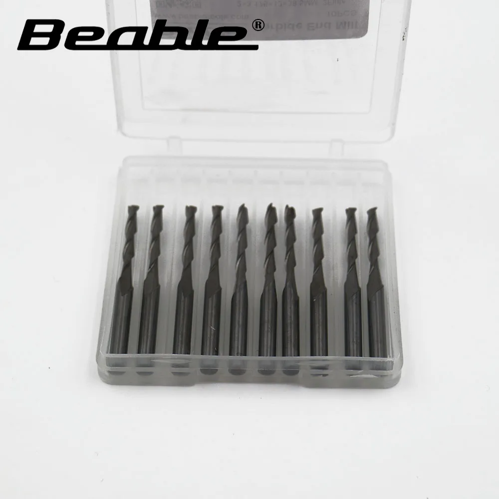

Beable carbide end mills 2*3.175*17*38.5mm Double Flute cutter milling tools Carbide spiral cutter drill mil Used for PCB densit