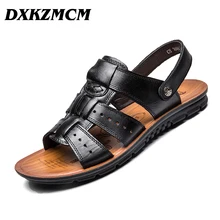 DXKZMCM летние мужские сандалии из натуральной кожи мужские пляжные сандалии брендовая мужская повседневная обувь Вьетнамки