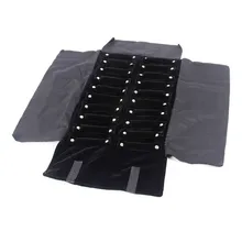 TONVIC Big Size High Quality Velvet Jewelry Foldable Travel Roll Bag Portable Storage Case For Ring Display Stand Holder Rack