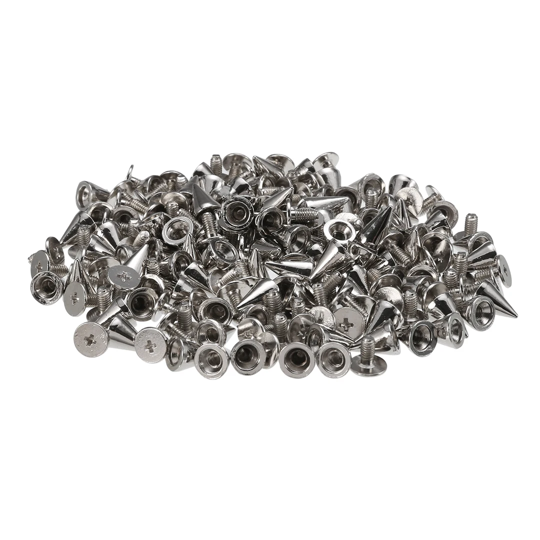 100pcs Spikes Cone Studs Metal 10mm Spots Rivet Cone Screw Studs Leathercraft DIY Craft Rock Clothes Handcraft Accessories