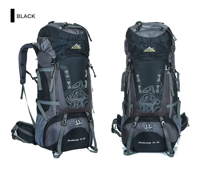 80L Outdoor Backpack Unisex Large Professional Mountaineering Backpack Waterproof Nylon Bags Climbing Hiking Camping Rucksack