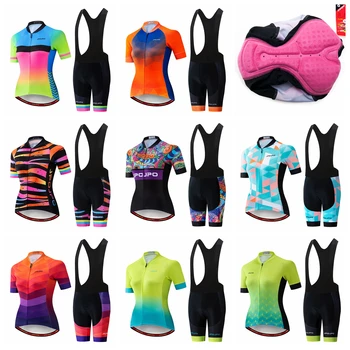 

2019 JPOJPO Women Cycling Jersey Sets Summer Short Sleeve Cycling Shirts Clothes Ropa Ciclismo Gel pad Bib Shorts Bike Jersey