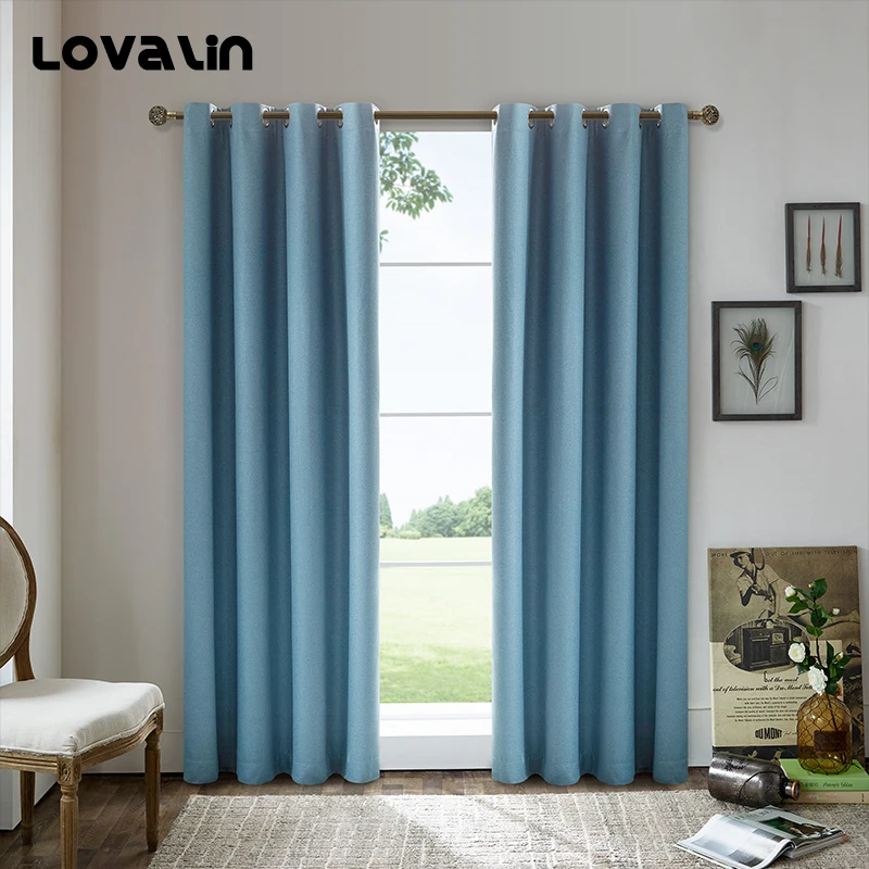 Lovalin новый синий сплошной Cortina Para Sala затемненные шторы для гостиная дома