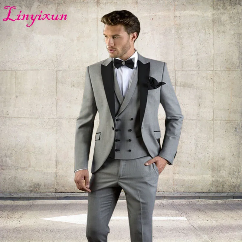 Herren Anzug Sakko Hose Smoking Business Hochzeit Party Schwarz Slim Fit Gr.50