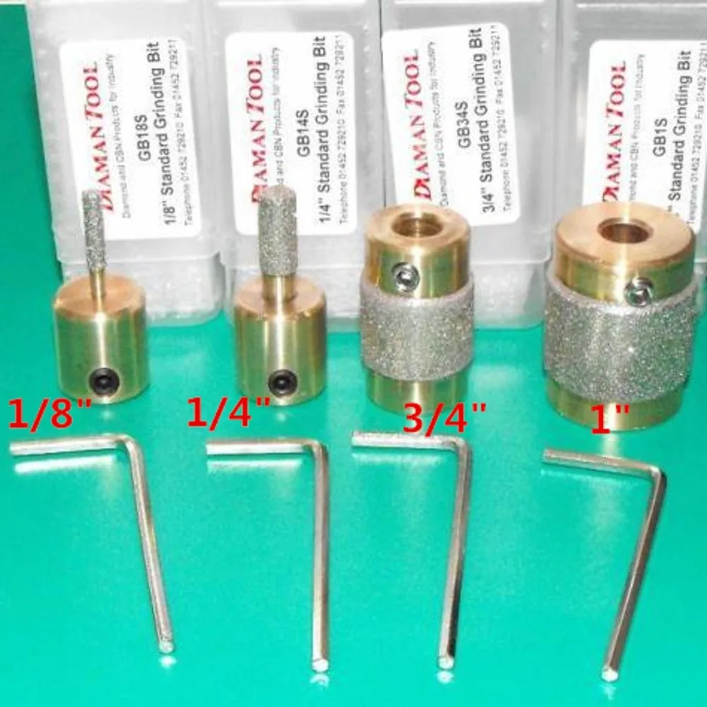 4 Standard Brass Grit Grinding Bits 1/" 3//4/" 1//8/" 1//4/" for Inland Stained Glass