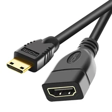 Alta Velocidade Banhado A Ouro Mini HDMI Macho para HDMI Fêmea 1.4 Versão Conversor Cabo Adaptador Conversor 1080 P 3D