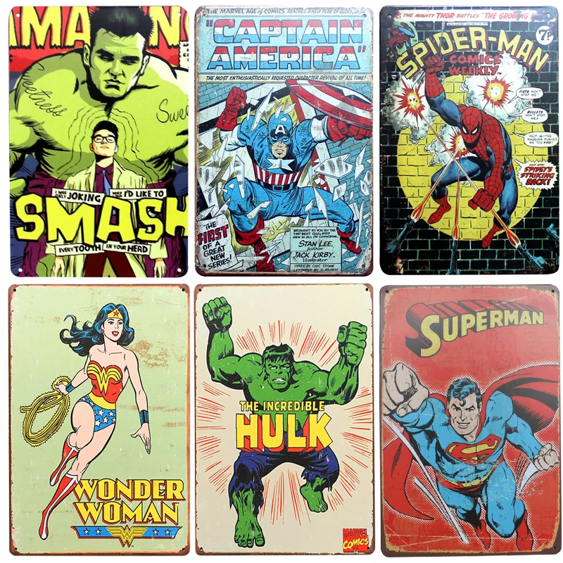 Chic Home Bar Super Bat Man Hero Vintage Metal Signs Decor Chic Home Bar Super Bat Man Hero Vintage Metal Signs Decor Tin Pub Decorative Plates Wall Art In Plaques From