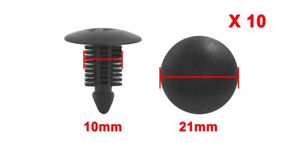 X Autohaux 10 шт. подходит отверстие 6 мм | 9 мм | 10 мм Универсальный Автомобильный бампер крыло 6 мм отверстие пластиковые заклепки Push булавки зажимы головки | 11 мм |