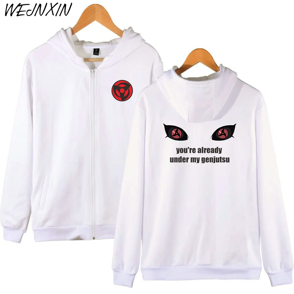 2018 New Fashion Harajuku Anime Zipper Hoodies Naruto Genjutsu Eyes