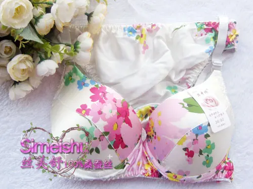 Printing Bra Set 100% Silk Underwear Bra + Underwear Silk Protein bra and thong set