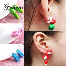 1 пара, женские серьги из полимерной глины ручной работы на День святого Валентина, 3D серьги с изображением животных, серьги-гвоздики, ювелирные изделия, серьги Brincos Bijoux