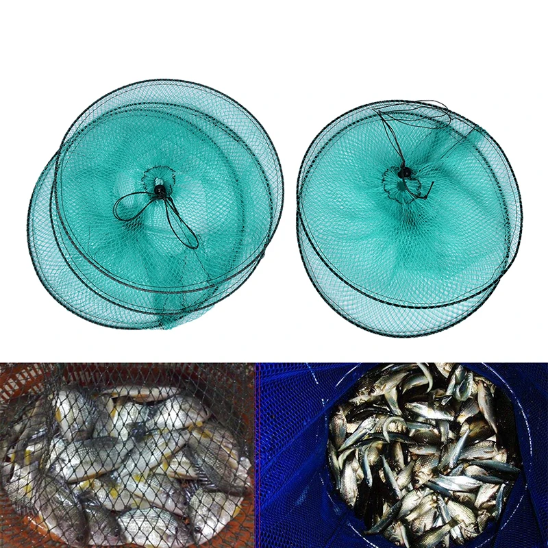 

Folding Round Metal Frame Nylon Mesh Crab Fish Lobster Shrimp Prawn Eel Live Trap Net Bait Fishing Net