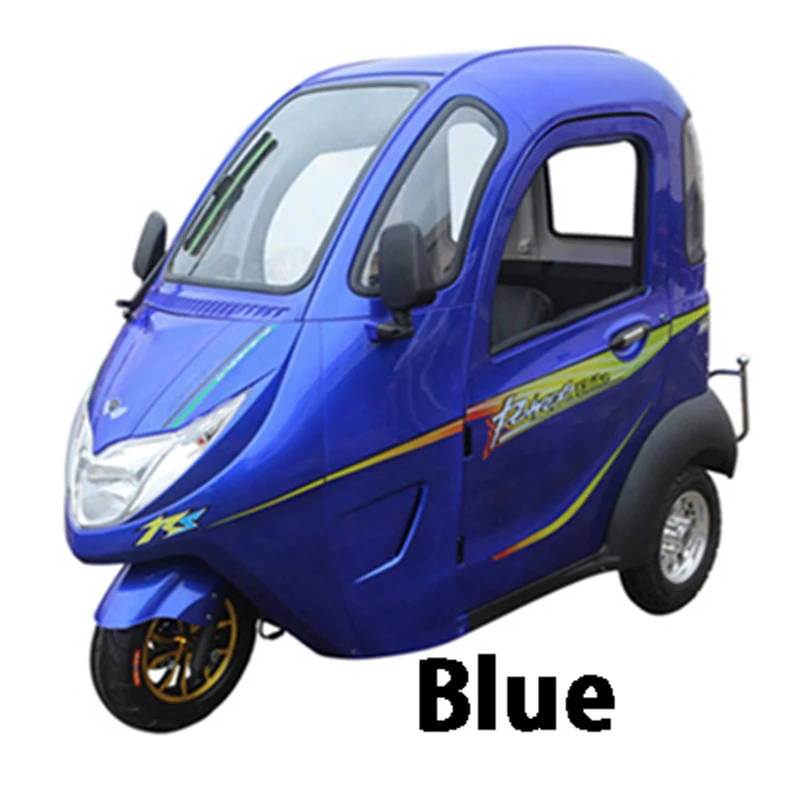 Trike Электрический скутер для взрослых 20AH 1000 Вт электромобиль закрытый аккумулятор Удобный полностью трехколесный дифференциальный мотор - Цвет: Синий