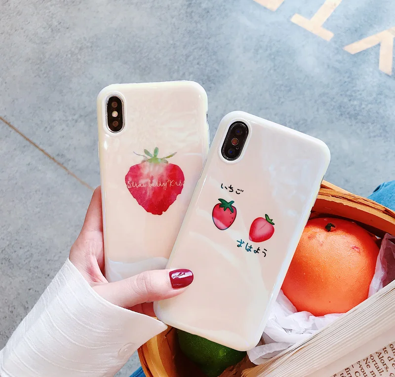 

Hepu Summer fresh strawberry fruit for Apple iphone 8 mobile phone shell iphone7plus/6s Blu-ray soft silicone girl models