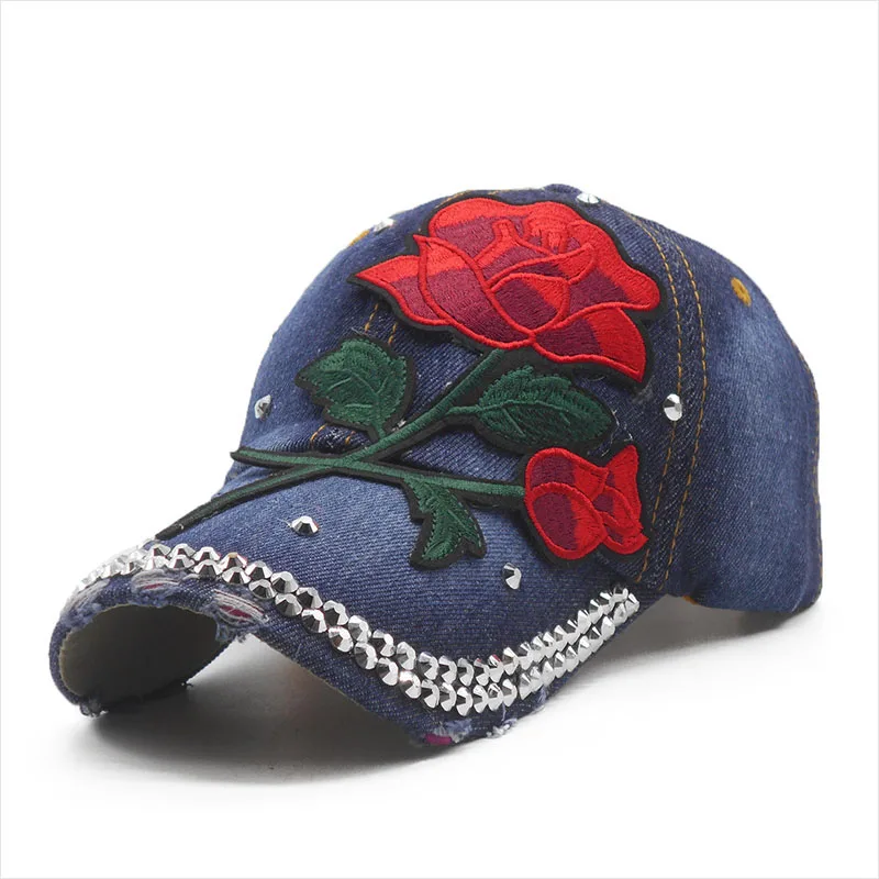Вышитые цветы хвостик Для женщин Кепки грязные Бун женский горный хрусталь Бейсбол Кепки s джинсовые женские Дешевые Snapback Hat Повседневное