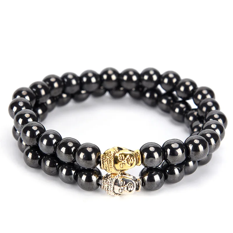 New Style Women Black Cool Magnetic Bracelet Beads Stone Therapy Health Care Men Magnet Hematite Beads Bracelet Weight Loss New