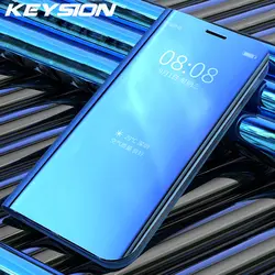 KEYSION mi rror кожа флип чехол для Xiaomi mi 9 8 SE A2 A1 mi x 3 Роскошные Smart View Обложка для красный mi Примечание 7 6 5 Pro Pocophone F1