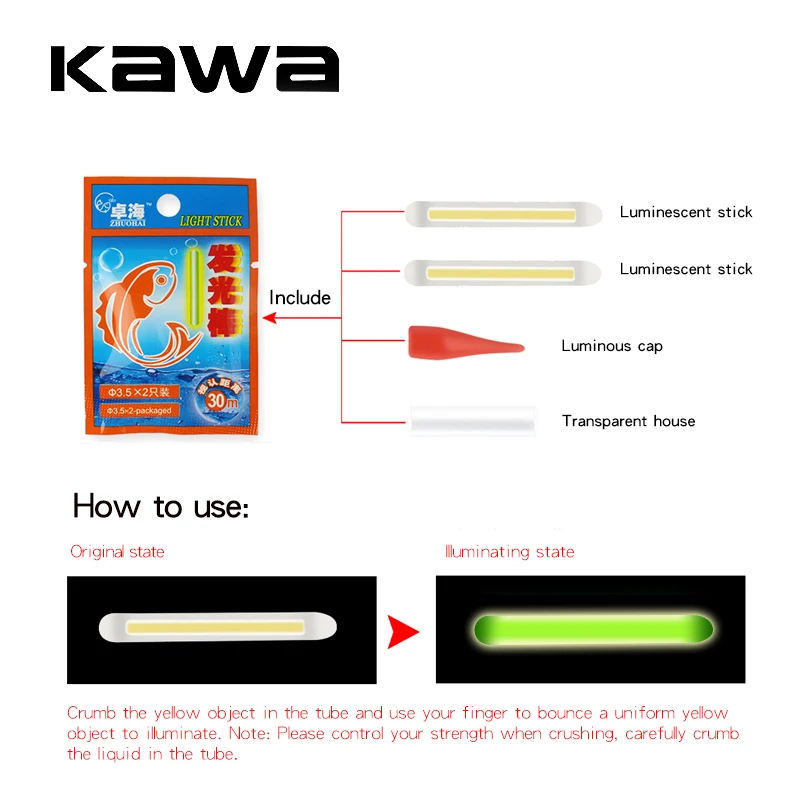 Kawa 1pc Fishing Reel Stand Suit Spinning Reel Handle Accessory Of Luminous Stick Weight 7.4g Length 46mm Screw DIa 10.6/11.8 mm