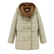 Женское зимнее пальто, вязаный свитер с капюшоном, хлопковый свитер с толстой подкладкой, Длинные куртки, теплые осенне-зимние двубортные пальто