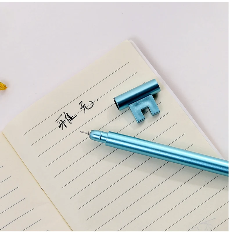 6 шт./лот, набор милых гелевых ручек для ключей, черные гелевые ручки для письма с героями мультфильмов, школьные принадлежности Kawaii