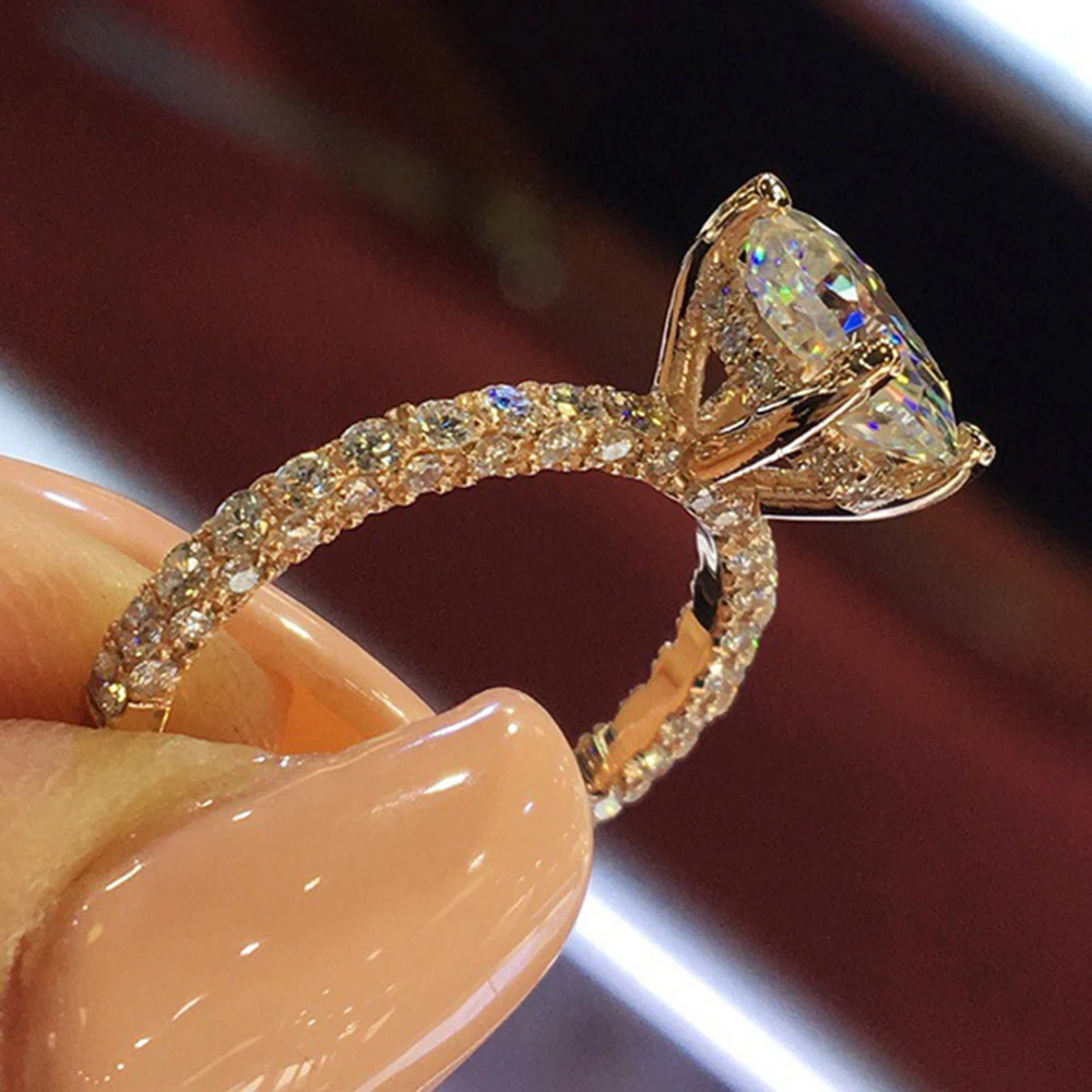 Модное ювелирное изделие обручальное Брендовое Кольцо круглое кольцо принцессы для женщин розовое золото/серебро обручальное кольцо