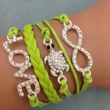 1 шт. бесконечно ручная работа браслет. металл очарование, воск шнур, кожаный браслет, модный драгоценный браслет 3619